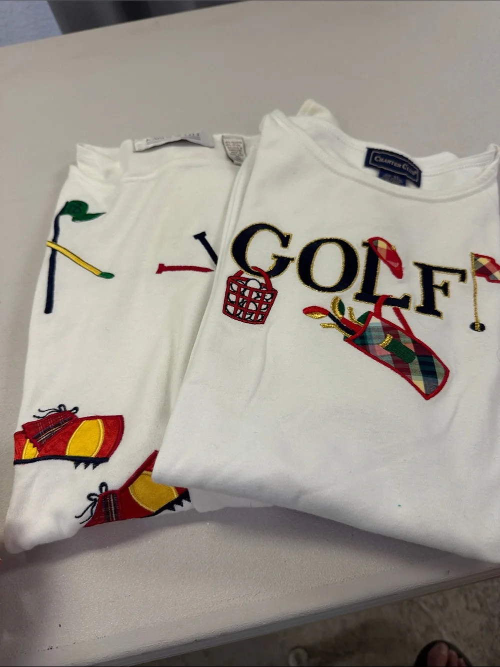 Vintage Golf Preppy Set: Karen  Scott & Charter Club Short Sleeve Tees (Size XL)